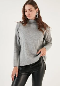 LELA Long Back- Trui - Grey -Lela e52f9d6a92b24446af68cc3219b6aefe