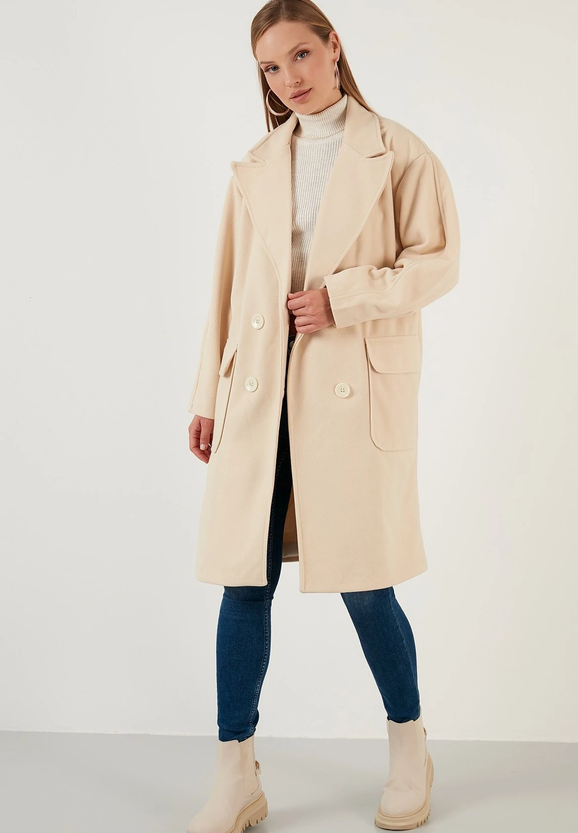 LELA Loose Fit - Mantel - Stone 4 LELA Loose Fit - Mantel - Stone - Afbeelding 2