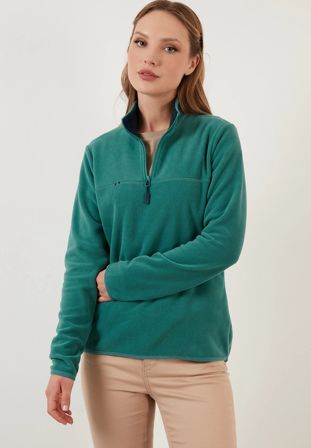 LELA Slim Fit - Fleece Trui - Light Green 3 LELA Slim Fit - Fleece Trui - Light Green