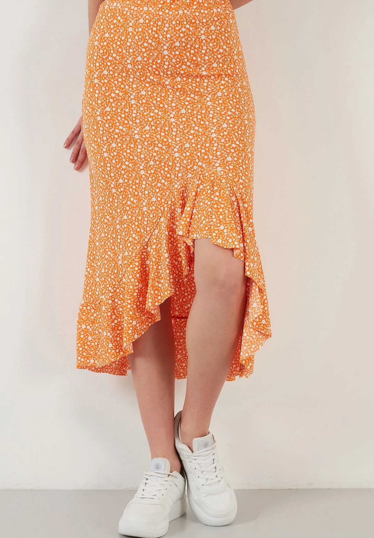 LELA Midi - A-Lijn Rok - Orange 3 LELA Midi - A-Lijn Rok - Orange