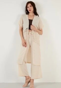 LELA Two Piece Set - Regular Fit - Vest - Beige -Lela f2f6e692ed484e73b770f64d8c854a4e