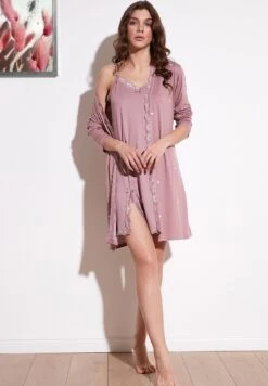 LELA Soft Touch - Nachtjapon - Dusty Rose -Lela fc1b34636abe4c3b83ce02a92d4dc2b3